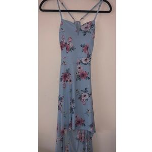 NO BOUNDRIES light blue floral summer dress lace zip back XS